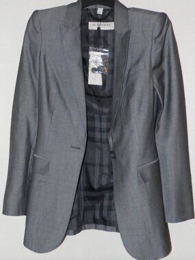 Burberry London Grey Chambray Blazer — UK 6 / US 4 — Wool Blend